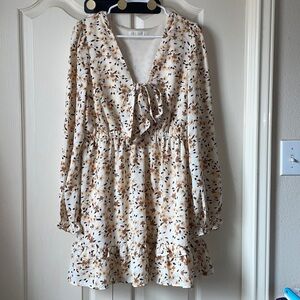 Cefian fit and flare nude floral dress